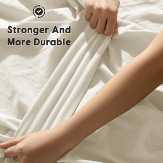 SONORO KATE 100% French Pure Linen Sheets, Breathable and Durable Linen King Size Sheets, Anti-Tear Linen Bed Sheets, Machine Washable, 16 Inch Deep Pocket - 4 Piece (Cream, King)