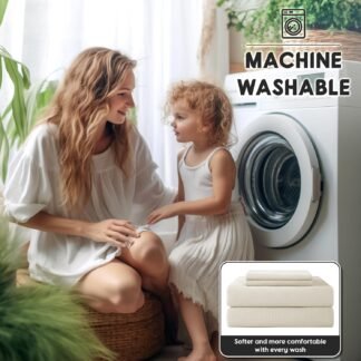 SONORO KATE 100% French Pure Linen Sheets, Breathable and Durable Linen King Size Sheets, Anti-Tear Linen Bed Sheets, Machine Washable, 16 Inch Deep Pocket - 4 Piece (Cream, King)