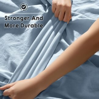 SONORO KATE 100% French Pure Linen Sheets, Breathable and Durable Linen King Size Sheets, Anti-Tear Linen Bed Sheets, Machine Washable, 16 Inch Deep Pocket - 4 Piece (Dusty...