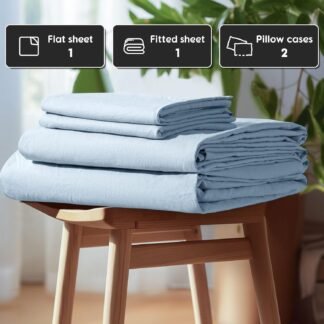 SONORO KATE 100% French Pure Linen Sheets, Breathable and Durable Linen King Size Sheets, Anti-Tear Linen Bed Sheets, Machine Washable, 16 Inch Deep Pocket - 4 Piece (Dusty...