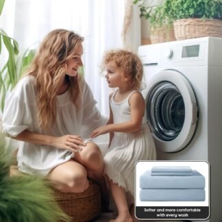 SONORO KATE 100% French Pure Linen Sheets, Breathable and Durable Linen King Size Sheets, Anti-Tear Linen Bed Sheets, Machine Washable, 16 Inch Deep Pocket - 4 Piece (Dusty...