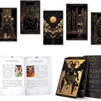 Soul Sticks Golden Night Tarot Cards for Beginners, 78 Classic Tarot Deck with Meanings on Them, Durable Tarot Cards with Guide Book for Beginners, Black