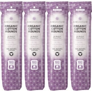 SoulSation Organic Cotton Rounds, 400 Count - Makeup Remover Pads for Face, Lint-Free