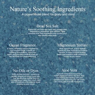 Spazazz Dead Sea Salt Bath Soak – Sea Blu Release Aromatherapy Bath Salts – 33.3 oz Natural Dead Sea Salts with Bath Salt Scoop – Great Aromatherapy Hot Tub Salt Crystals for...