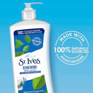 St. Ives Renewing Hand & Body Lotion for Women with Pump, Daily Moisturizer Collagen Elastin for Dry Skin, Made with 100% Natural Moisturizers, 21 fl oz, 4 Pack