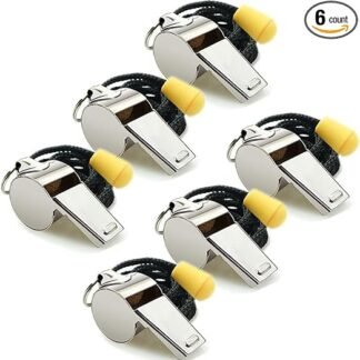 Stainless Steel Sports Whistles with Lanyard, Loud Crisp Sound Whistles Bulk Great for Coaches, Referees, and Officials
