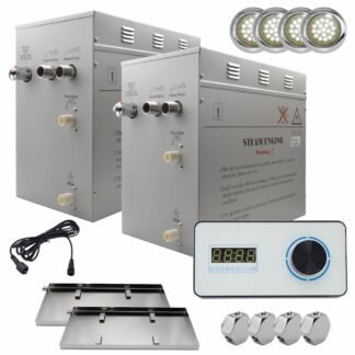 STEAM PLANET Superior Encore 12 kW Steam Shower Generator Kit with Horizontal White Keypad, Drip Pan & White Lights | Self-Draining Steam Bath Generator | One-click Connection...
