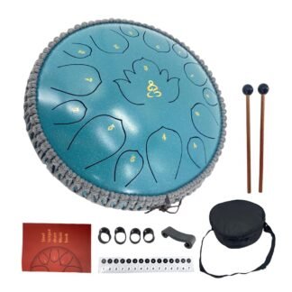Steel Tongue Drum 13 Inches 15 Notes D Major Steel Drums Rain Chimes for Outside Percussion Instrument with Drum Mallets and Carry Bag