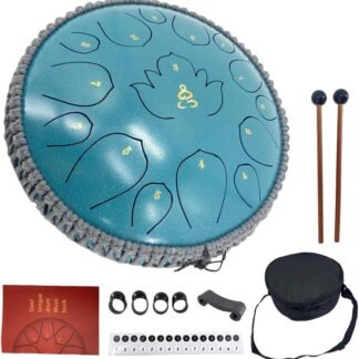 Steel Tongue Drum 13 Inches 15 Notes D Major Steel Drums Rain Chimes for Outside Percussion Instrument with Drum Mallets and Carry Bag