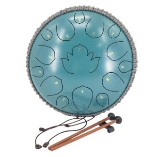 Steel Tongue Drum 13 Inches 15 Notes D Major Steel Drums Rain Chimes for Outside Percussion Instrument with Drum Mallets and Carry Bag