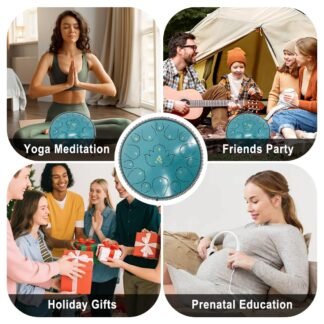 Steel Tongue Drum 13 Inches 15 Notes D Major Steel Drums Rain Chimes for Outside Percussion Instrument with Drum Mallets and Carry Bag