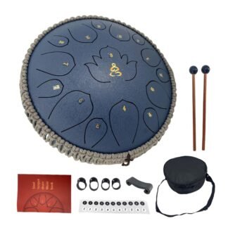 Steel Tongue Drum 13 Inches 15 Notes D Major Steel Drums Rain Chimes for Outside Percussion Instrument with Drum Mallets and Carry Bag