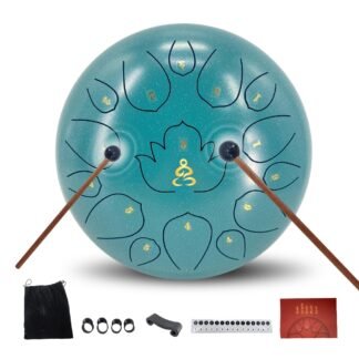 Steel Tongue Drum 13 Inches 15 Notes D Major Steel Drums Rain Chimes for Outside Percussion Instrument with Drum Mallets and Carry Bag