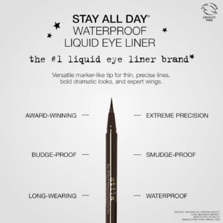 stila Waterproof Liquid Eye Liner, Stay All Day Makeup with Fine Brush Tip Lasting Satin Finish, Smudge-Proof & Transfer-Resistant