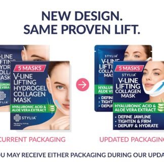Stylia V Line Lifting Collagen Mask - Lift, Firm & Contour Jawline - Tightening Double Chin Strap with Hyaluronic Acid & Aloe - Neck Tightening and Lifting Mask - Jawline Shaper...