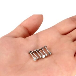 Sumind Nose Studs 16g Tragus Piercing Jewelry Tragus Earrings Lip Rings Diamond Crystal Stainless Steel Labret Bars Body Piercing Jewelry, 6 Designs