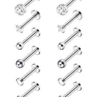 Sumind Nose Studs 16g Tragus Piercing Jewelry Tragus Earrings Lip Rings Diamond Crystal Stainless Steel Labret Bars Body Piercing Jewelry, 6 Designs