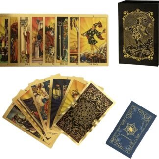 SUNHHX Tarot Cards, 78 Tarot Cards Deck PVC Waterproof Wrinkle Resistant Gold Foil Classic with English Instructions Book, Suitable for Tarot Beginners and Experts