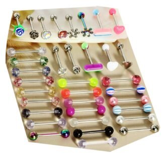 Suotarn 14G Stainless Steel Tongue Rings Straight Barbell Tongue Piercing Body Jewelry Acrylic Glow In Dark Clear Boiflex Tongue Bars Retainer For Women Men