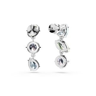 Swarovski Gema Drop Earrings, Asymmetrical Design, Mixed Cuts, Multicolored, Rhodium Finished