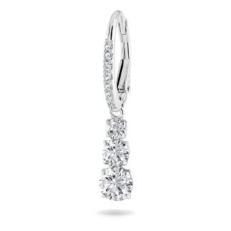 Swarovski Stilla Attract Trilogy Drop Pierced Earrings with White Crystals on a Rhodium Plated Setting with Hinged Closure