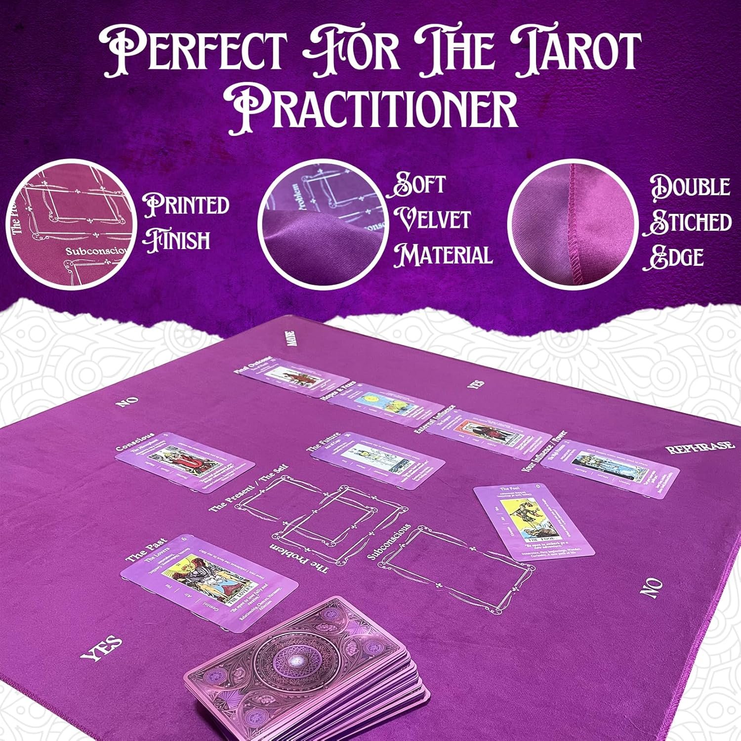 Tarot Cards Deck with Guidebook Velvet Reading Cloth | 78 Cards with Meanings on Them | Purple Pink Designs | Celtic Cross Pendulum Mat | Tarot Pouch Gift Box Perfect - lunas-mystic-emporium.com Tarot Cards Deck with Guidebook & Velvet Reading Cloth | 78 Cards with Meanings on Them | Purple & Pink Designs | Celtic Cross Pendulum Mat | Tarot Pouch & Gift Box – Perfect...