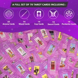 Tarot Cards Deck with Guidebook Velvet Reading Cloth | 78 Cards with Meanings on Them | Purple Pink Designs | Celtic Cross Pendulum Mat | Tarot Pouch Gift Box Perfect - lunas-mystic-emporium.com Tarot Cards Deck with Guidebook & Velvet Reading Cloth | 78 Cards with Meanings on Them | Purple & Pink Designs | Celtic Cross Pendulum Mat | Tarot Pouch & Gift Box – Perfect...
