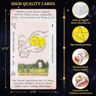 Tarot Cards for Beginners, 78 Original Tarot Deck Card with Guide Book, Durable Tarots Cards with Meaning on Them