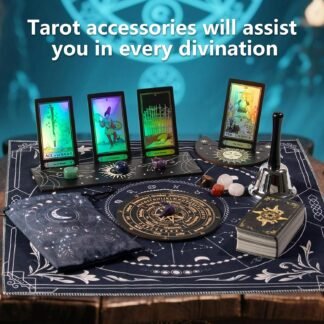 Tarot Cards Set for Beginners with Guide Book - Include 7 Chakra Stones, 1 Deck of 78 Cards, Manual, 2 Card Holders, Pendulum Board, Spirit Pendulum, Hand Bell, Bag, Tarot...