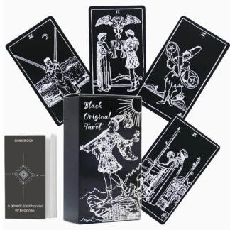 Tarot Deck Card with Guidebook for Beginners,Tarot Cards with Meanings on Them,Fortune Telling Game Cards for Lover (Black)