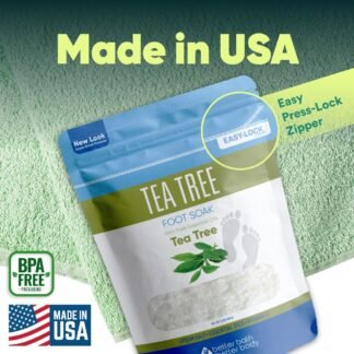 Tea Tree Foot Soak 32 Ounces Epsom Salt with Natural Tea Tree, Lavender and Eucalyptus Essential Oils Plus Vitamin C in BPA Free Pouch with Easy Press-Lock Seal