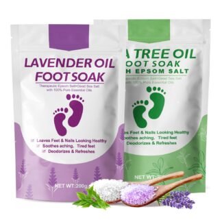 Tea Tree Oil Foot Soak with Epsom Salt, Lavender Oil Foot Soak - For Toenail Repair, Athletes Foot, Softens Calluses, Soothes Sore & Tired Feet, Nail Discoloration, Spa Pedicure...