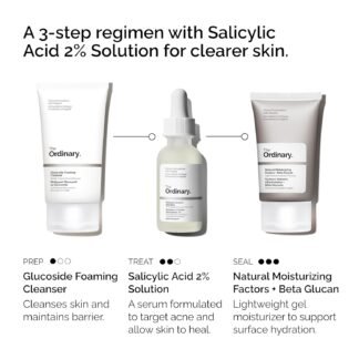 The Ordinary The Acne Set, 3-Step Skin Regimen with Glucoside Foaming Cleanser, Salicylic Acid 2% Solution, and Natural Moisturizing Factors + Beta Glucan | Skin Care Set