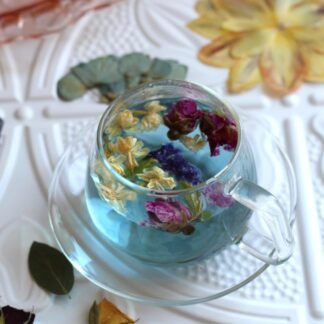 The-Qi Trio Petite Flower Teas Set - 3 Jars of Whole Flowers (Butterfly Pea, Rosebud, & Jasmine) - 100% All Natural Floral Tea Gift Set for Inner Calm, Relaxation, & Wellness -...