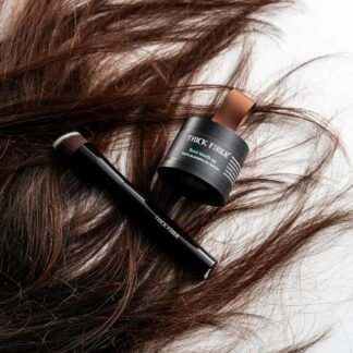 THICK FIBER Root Touch Up Powder - Water & Sweat Resistant Hair Loss Concealer Set for Thinning Hair Women, Includes Brush (Dark Brown)