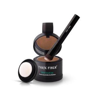 THICK FIBER Root Touch Up Powder - Water & Sweat Resistant Hair Loss Concealer Set for Thinning Hair Women, Includes Brush (Dark Brown)