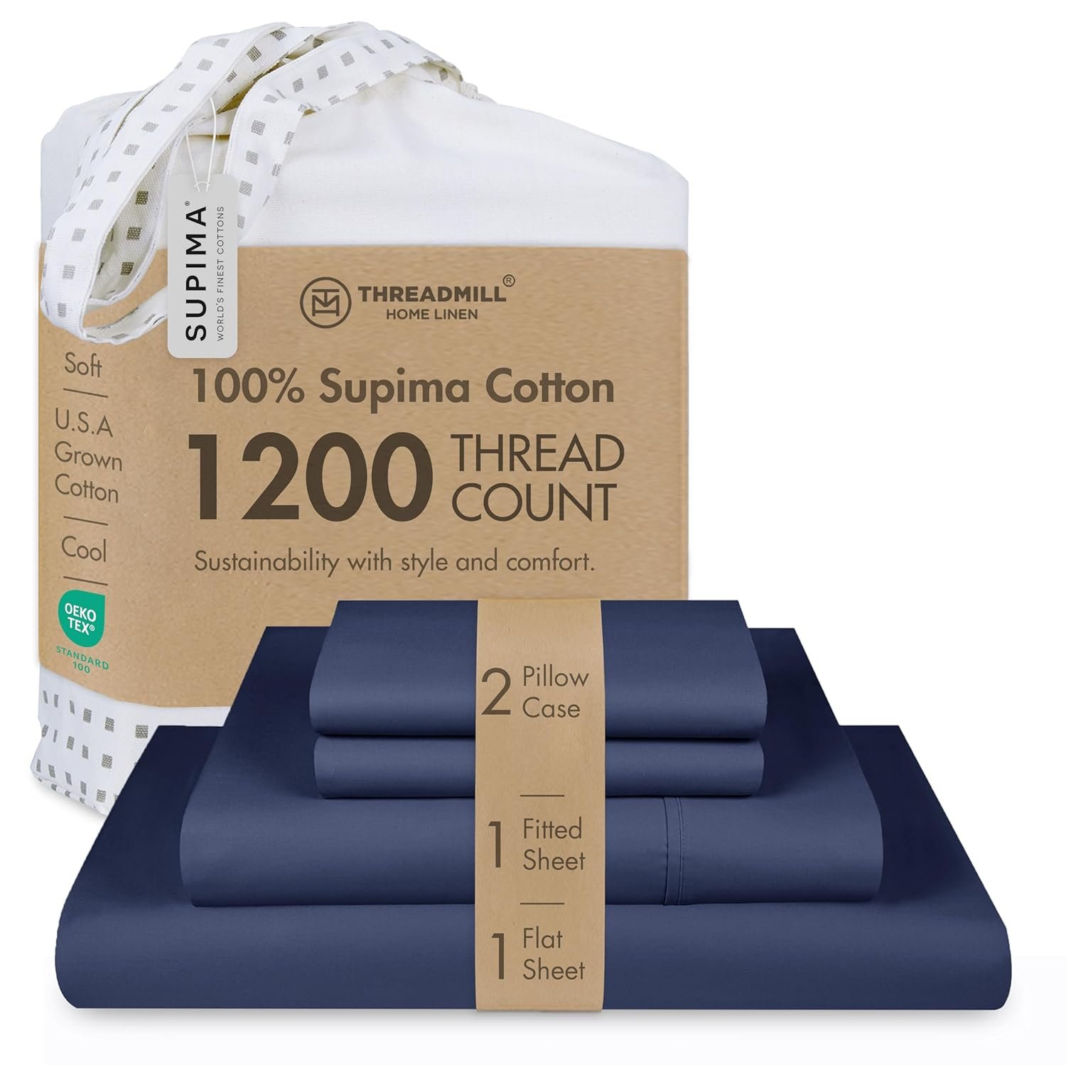 Threadmill 100 American Certified Supima Cotton Sheets King Size - 1200 Thread Count 4Pc King Size Sheets Set Smooth Sateen Ultra Luxury Bed Sheets 17 Deep Pocket King - lunas-mystic-emporium.com Threadmill 100% American Certified Supima Cotton Sheets King Size - 1200 Thread Count, 4Pc King Size Sheets Set, Smooth Sateen, Ultra Luxury Bed Sheets, 17" Deep Pocket King...