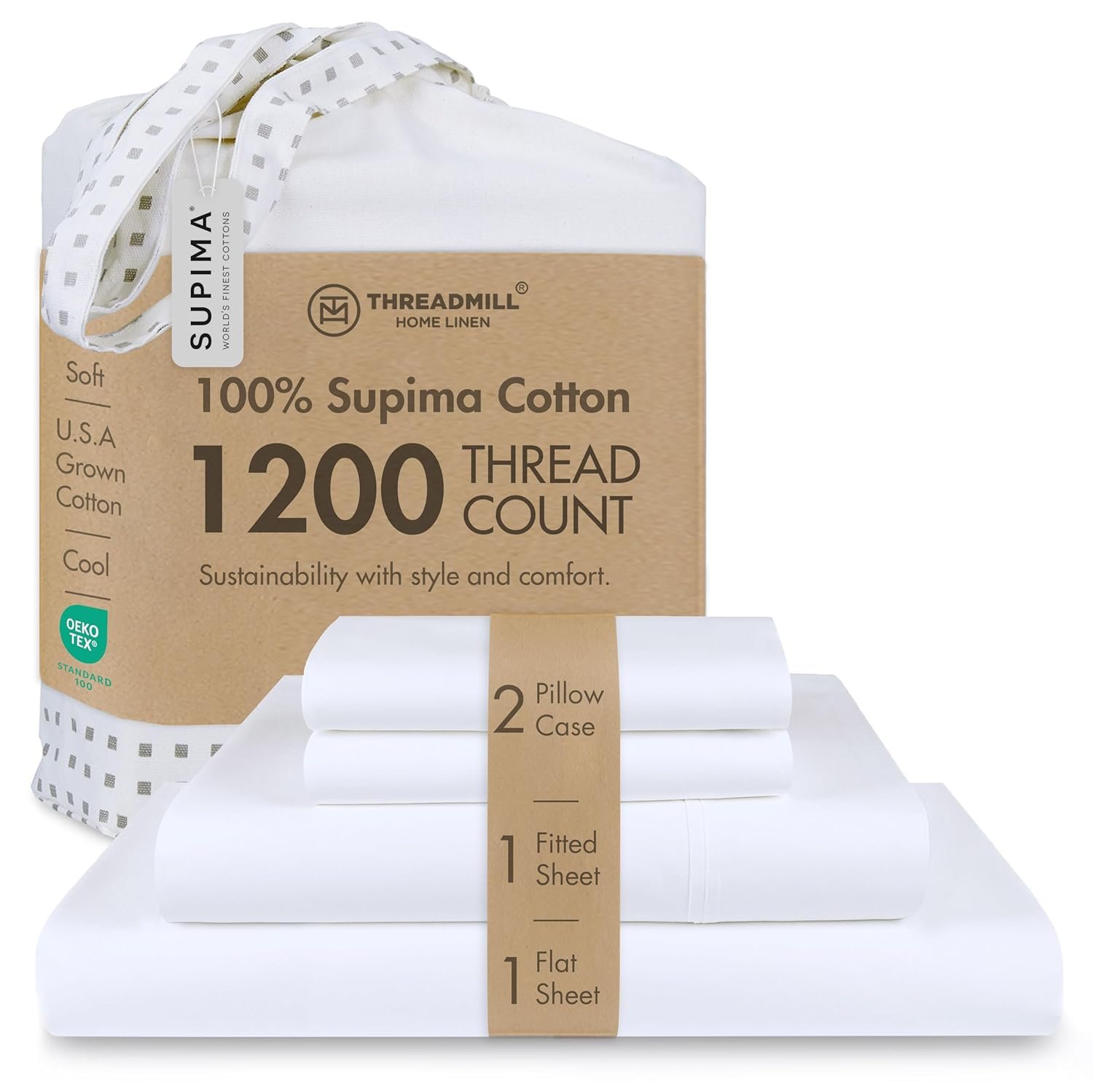Threadmill 100 American Certified Supima Cotton Sheets King Size - 1200 Thread Count 4Pc King Size Sheets Set Smooth Sateen Ultra Luxury Bed Sheets 17 Deep Pocket King - lunas-mystic-emporium.com Threadmill 100% American Certified Supima Cotton Sheets King Size - 1200 Thread Count, 4Pc King Size Sheets Set, Smooth Sateen, Ultra Luxury Bed Sheets, 17" Deep Pocket King...