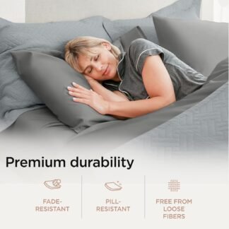 Threadmill 100% Supima Cotton Sheets, Luxury 1200 Thread Count Cotton Sheets for King Size Bed, 4 Pc Dark Grey King Bed Sheet Set, 5-Star Hotel Quality with Elasticized Deep...