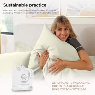 Threadmill 100% Supima Cotton Sheets, Premium 1200 Thread Count Cotton Sheets for King Size Bed, 4 Pc Ivory King Bed Sheets Set, 5-Star Hotel Quality with Elasticized Deep...