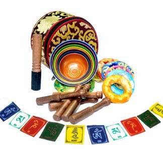 Tibetan Singing Bowl Set Of 7, Authentic 7 Metals, 7 Chakra Colors Mantra Chant Decorated Himalayan Singing Bowl For Chakra Healing, Meditation, Deep Relaxation, Stress Relief,...