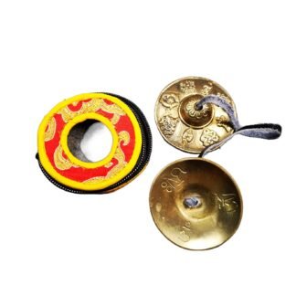 Tibetan Tingsha Bell Set - Tibetan Cymbals - for Sound Healing, Yoga, Meditation, and Mindfulness,Handmade in Nepal,Made of Brass,Astamangal Pattern,6.5cm/2.6 inch