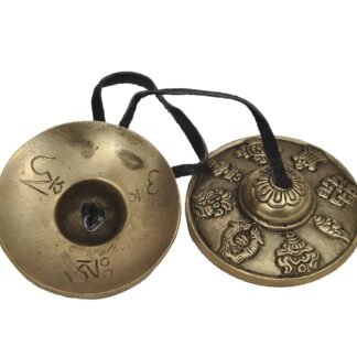 Tibetan Tingsha Cymbals - 6.2 cm - 8 Lucky Symbols Embossed