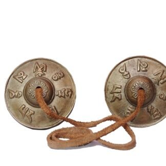 Tibetan tingsha cymbals - 6.2 cm - om mane padme hum symbols embossed bell tibetan cymbals chimes manjeere meditation prayer musical instrument