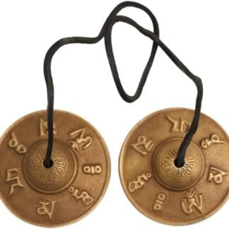 Tibetan Tingsha Cymbals Meditation Chime Bells, 6.3 cm with Tibetan Cloth Bag, Embossed Om Mani Padme Hum Symbols, Traditional Percussion Instrument for Meditation, Yoga, and...