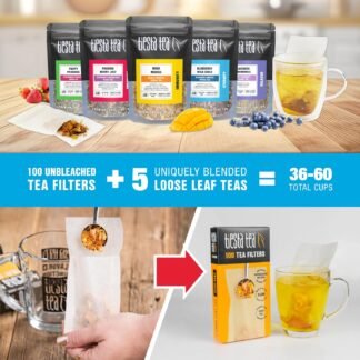 Tiesta Tea Premium Starter Loose Leaf Sampler Kit - Classic Tea Blends, High to Non Caffeinated, Hot & Iced Brews, Starter Set with Black, Green, Herbal Sample Bags and 100...