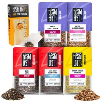 Tiesta Tea Premium Starter Loose Leaf Sampler Kit - Classic Tea Blends, High to Non Caffeinated, Hot & Iced Brews, Starter Set with Black, Green, Herbal Sample Bags and 100...
