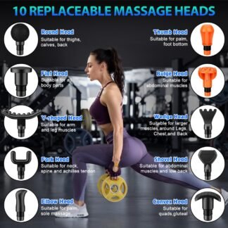 TOLOCO Massage Gun, Deep Tissue Back Massage for Athletes for Pain Relief, Percussion Massager with 10 Massages Heads & Silent Brushless Motor, Christmas Gifts for Women, Men,...