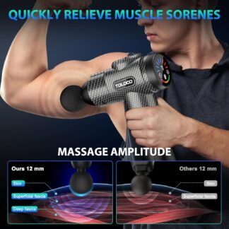 TOLOCO Massage Gun, Deep Tissue Back Massage for Athletes for Pain Relief, Percussion Massager with 10 Massages Heads & Silent Brushless Motor, Christmas Gifts for Women, Men,...