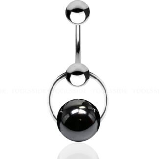 TOOLSSIDE VCH Piercing Jewelry with Hematite Ball Stainless Steel Belly Button Ring Navel Piercing Jewelry Belly Rings for Women 14G Belly Button Piercing
